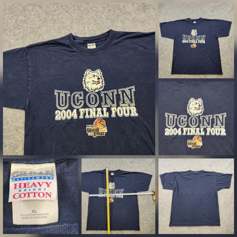 Vintage UConn Huskies T Shirt Mens XL NCAA Basketball Final Four 2004 Tee Y2K